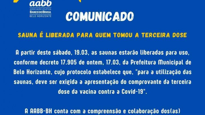 Sauna é liberada para quem tomou a terceira dose