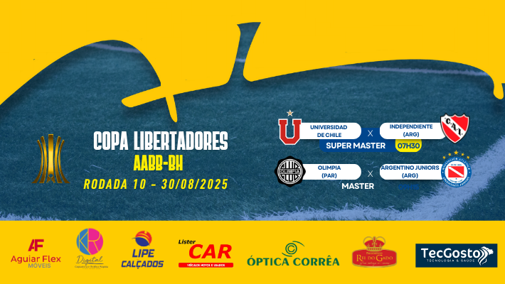 COPA LIBERTADORES AABB-BH - Rodada 10 - SÁBADO 30/08/2025 