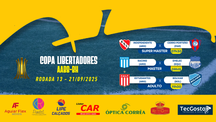 COPA LIBERTADORES AABB-BH  Rodada 13 - DOMINGO 21/09/2025
