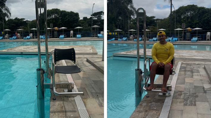 AABB-BH amplia acessibilidade com cadeira elevatória na piscina semiolímpica