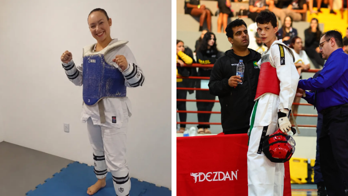 Raquel e Arthur na Seleção Mineira de Taekwondo